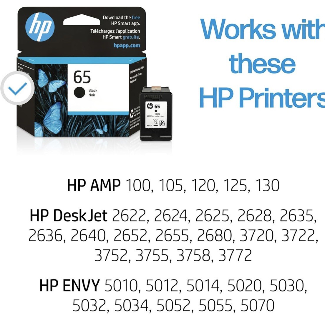 Genuine hp 65 Black Ink Cartridge Deskjet EXP May 2027