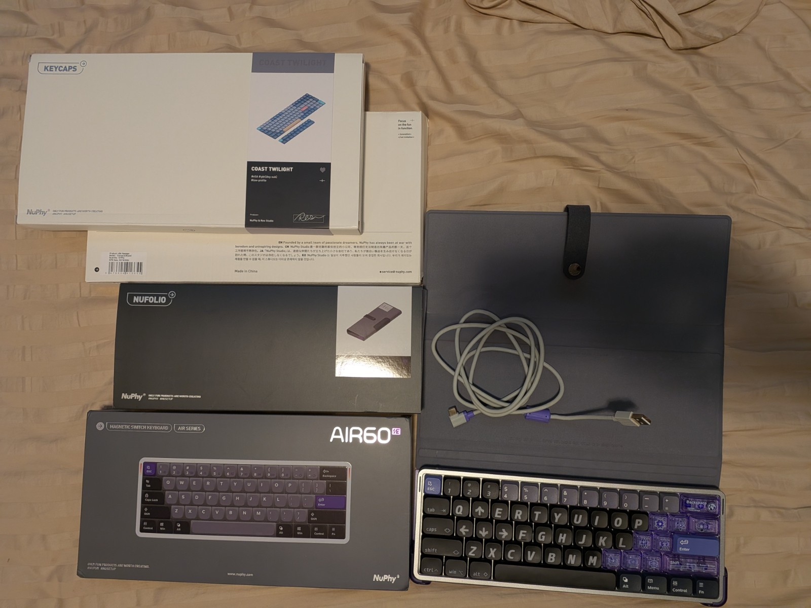 Nuphy Air60 HE Hall Effect Low Profile Gaming Keyboard + Case 2x OEM Keycap Sets