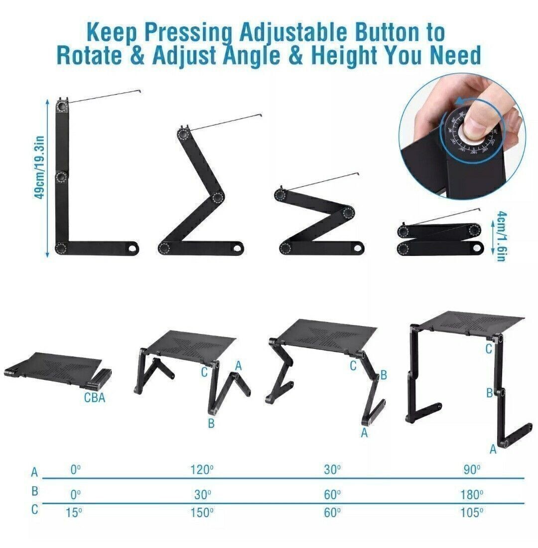 360° Adjustable Laptop Table Stand Lap Sofa Bed Tray Computer Notebook Desk