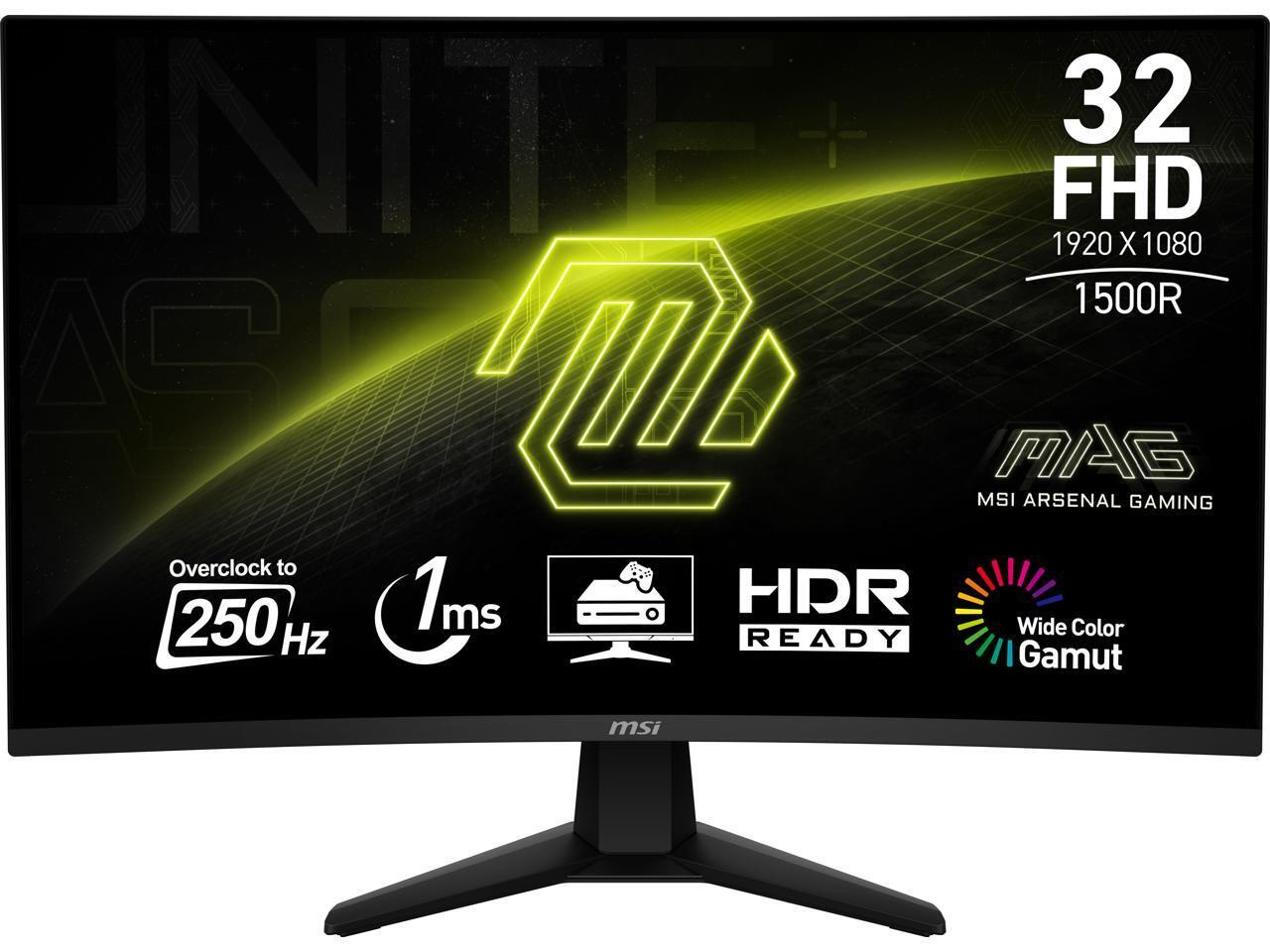 MSI 32″ (31.5″ Viewable) 250Hz (OC) VA FHD Gaming Monitor 1920 x 1080 81% Adobe