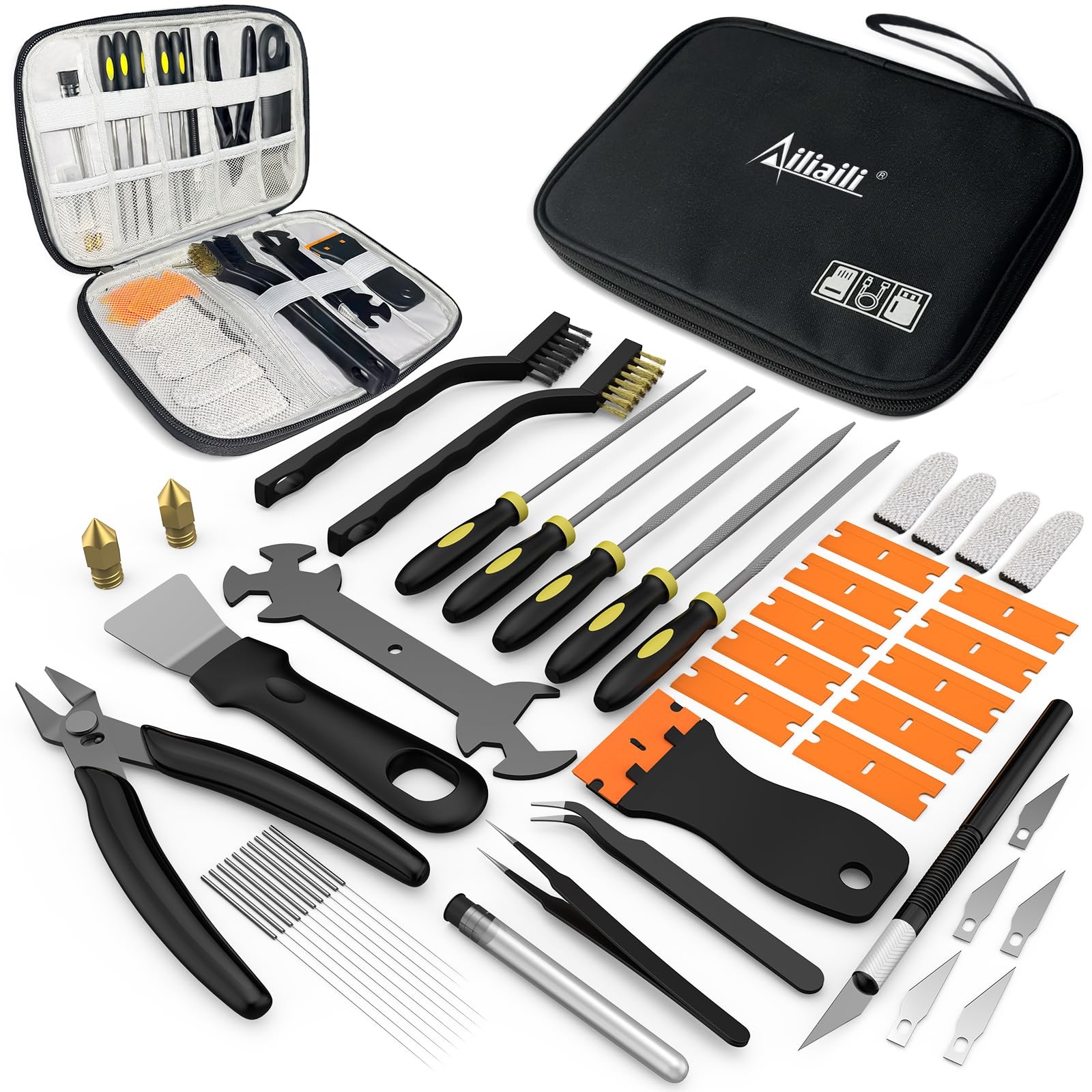 3D Printer Tools Kit 45PCS for FDM/SLA Printer with Nozzle Cleaning & Scraper