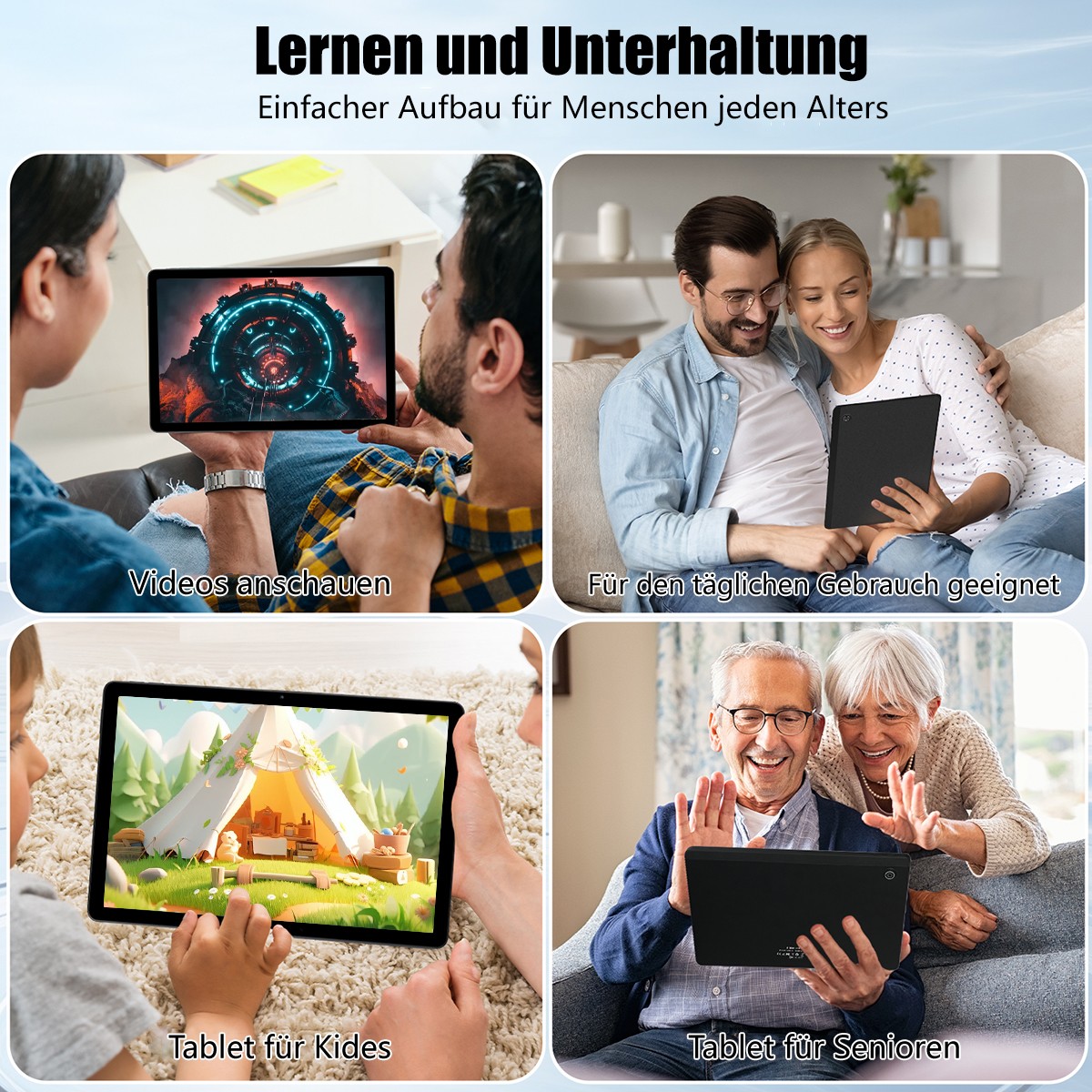 AEEZO 11″ WIFI Tablet Android 14 HD 10+128GB Tablet Pad Octa-Core Dual Camera