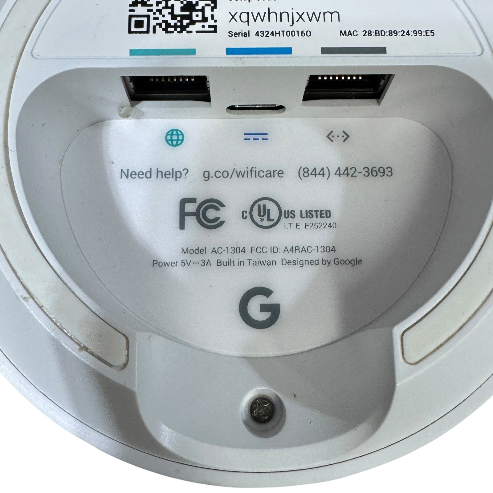 Google Wifi AC1304 Mesh Wi-Fi Router Home Networking System White (Single Unit)