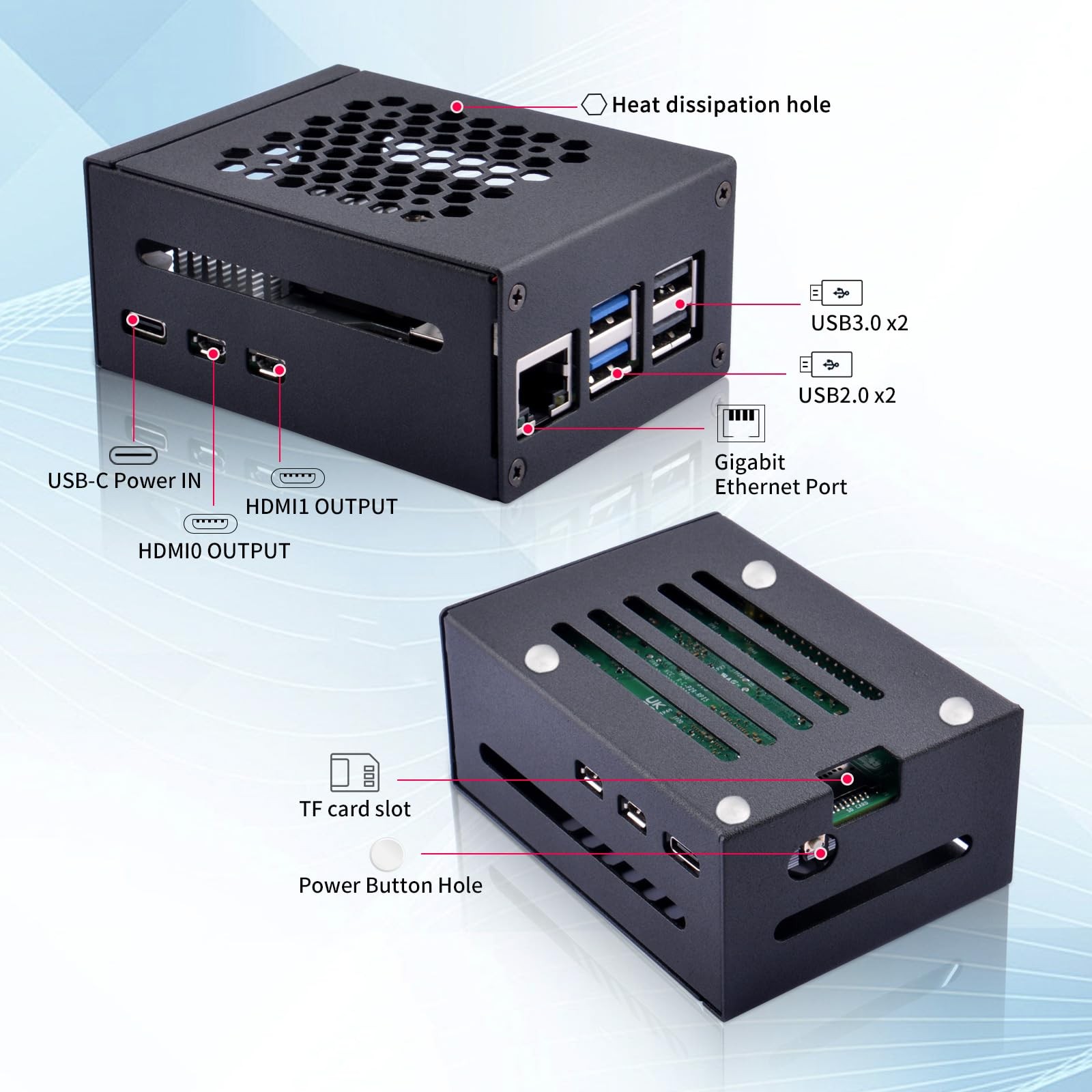 Metal Case for Raspberry Pi 5, with Pi 5 Active Cooler for Raspberry Pi 5 4GB…