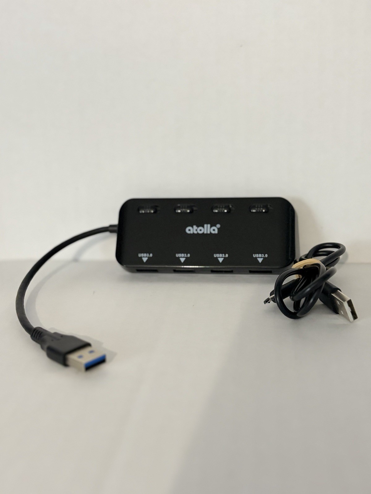 atolla 4-Port USB 3.0 Hub/Splitter Box 1:4 Portable w/ USB Cable Black