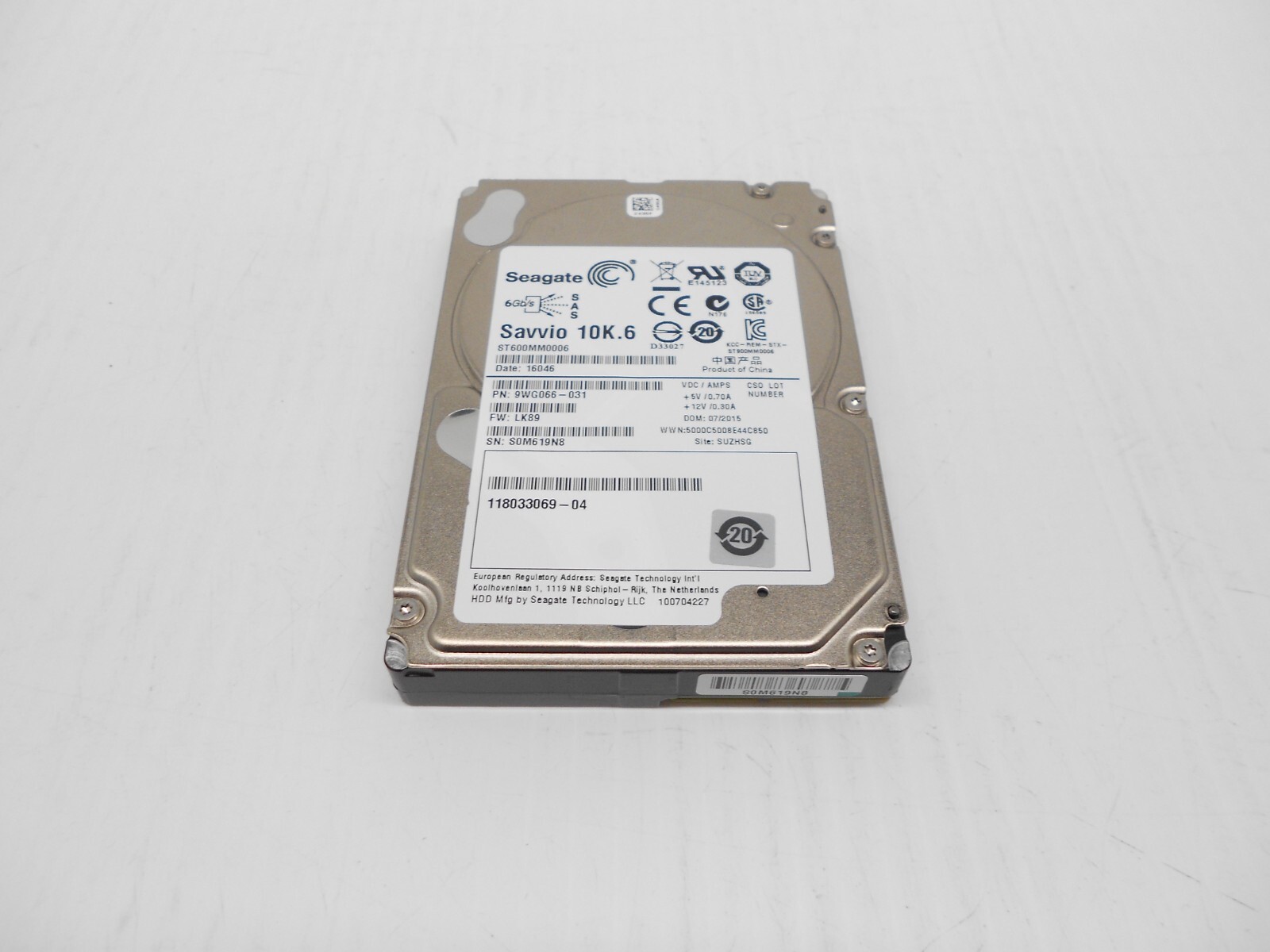 Seagate ST600MM0006 600GB 10K SAS 2.5″ Hard Drive 9WG066 Fits Dell HP Supermicro