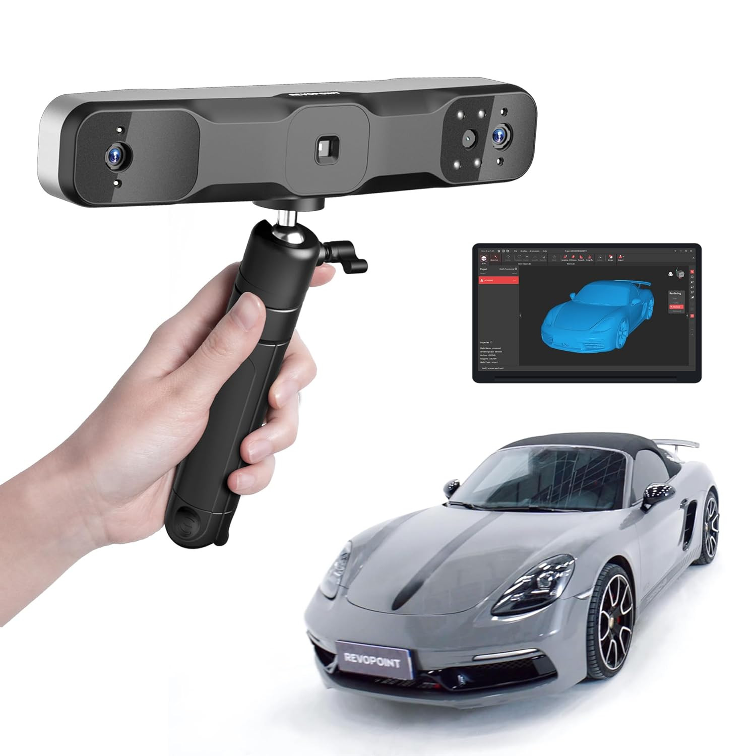 Range 2 3D Scanner for 3D Printing Handheld, Full Color Model Scan, Supports Bod