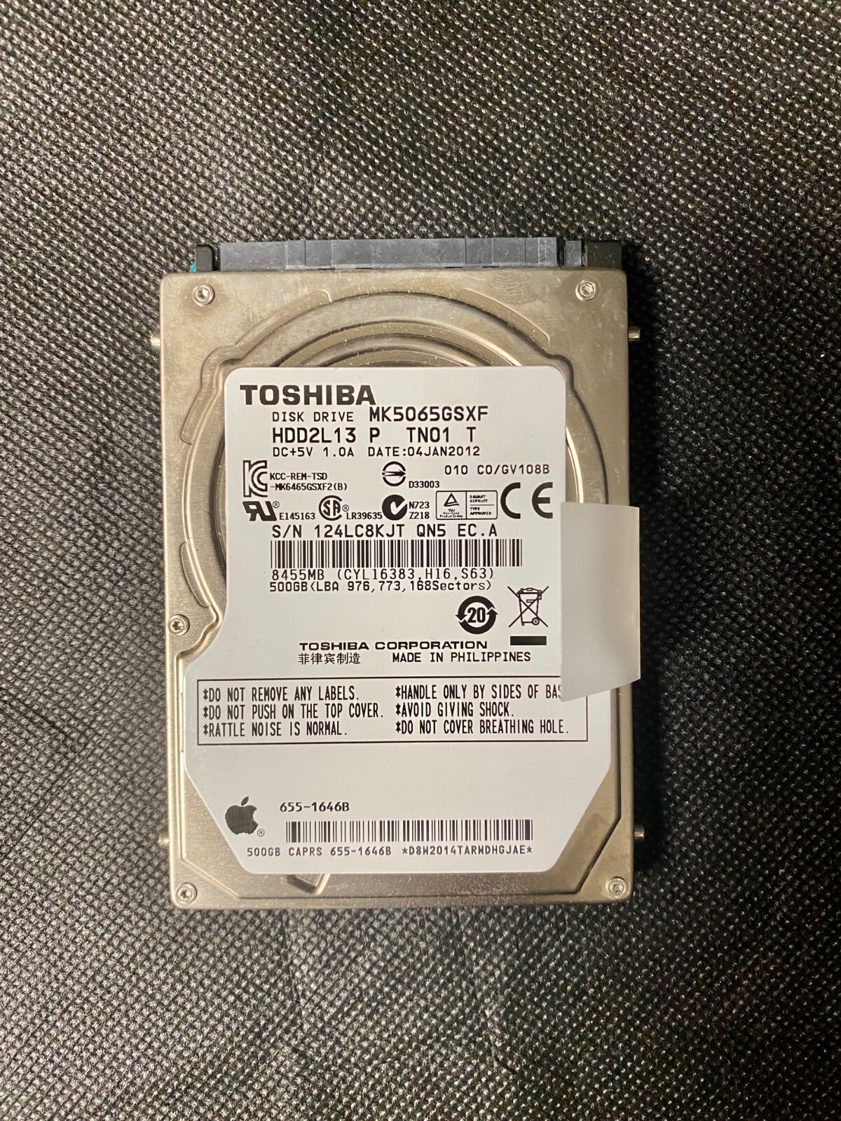 Toshiba 500GB 2.5″ SATA HDD MK5065GSXF – 5400RPM, 8MB Cache