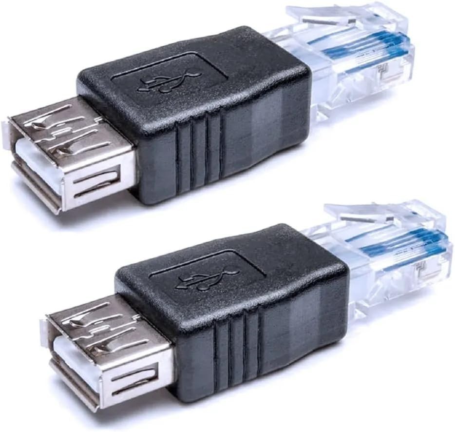 2 Pack Ethernet to USB Adapter, RJ45 Ethernet Male to USB Female Converter, USB