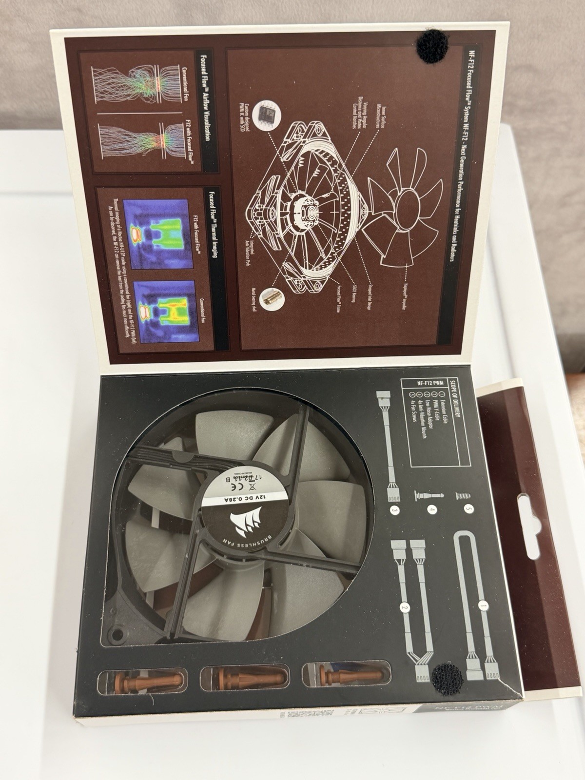 Noctua NF-F12 PWM 12V 1500RPM Focused Flow PC Gaming Case Cooling Fan NEW SEALED