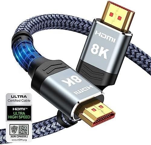 Highwings 8K 10K 4K HDMI Cable 48Gbps 6.6FT/2M, Certified Ultra High Speed, Gray