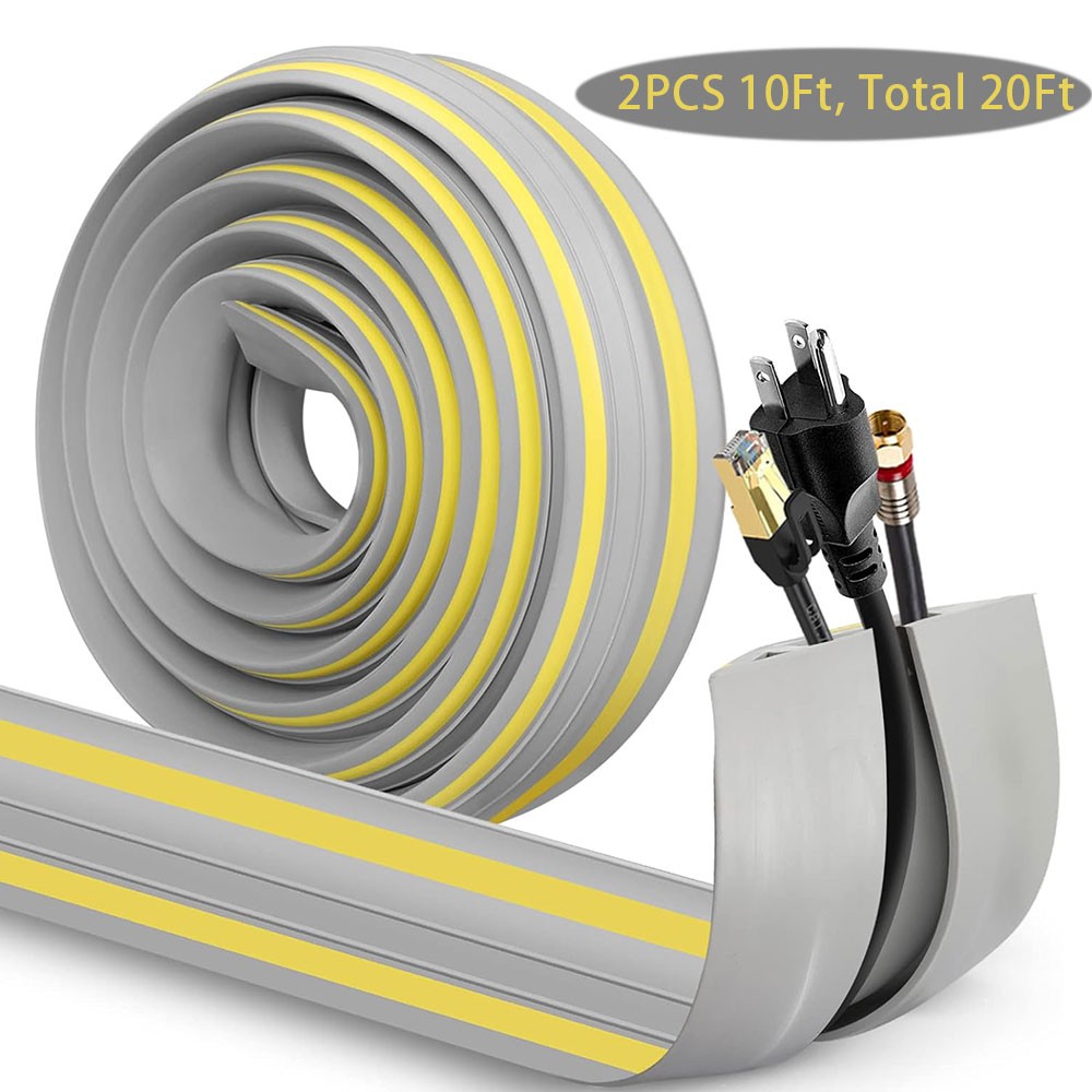20Ft Floor Cable Cover Protector/PVC Duct/Easy to Unroll/Prevent Cable Trips