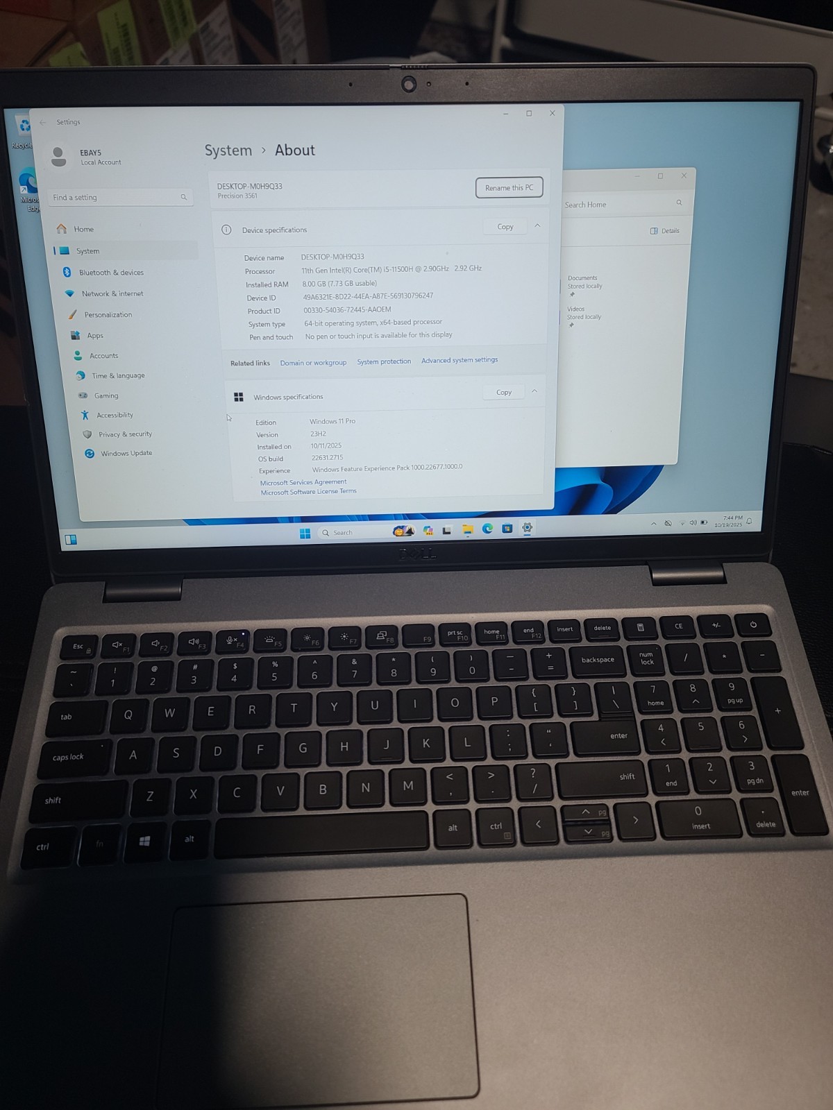 Dell Precision 3561 256gb Nvme Win 11 i5-11500H 6 Core 2.92ghz 16gb RAM Webcam 6