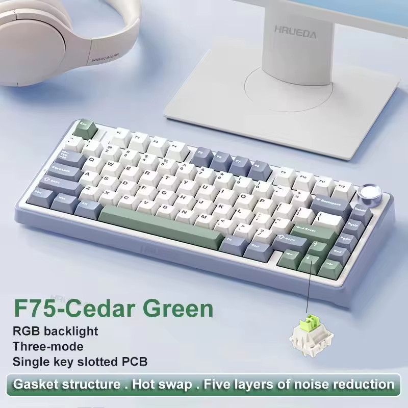 F75 2.4G Wireless/Bluetooth/Wired Gaming Mechanical Keyboard RGB Customized 75%