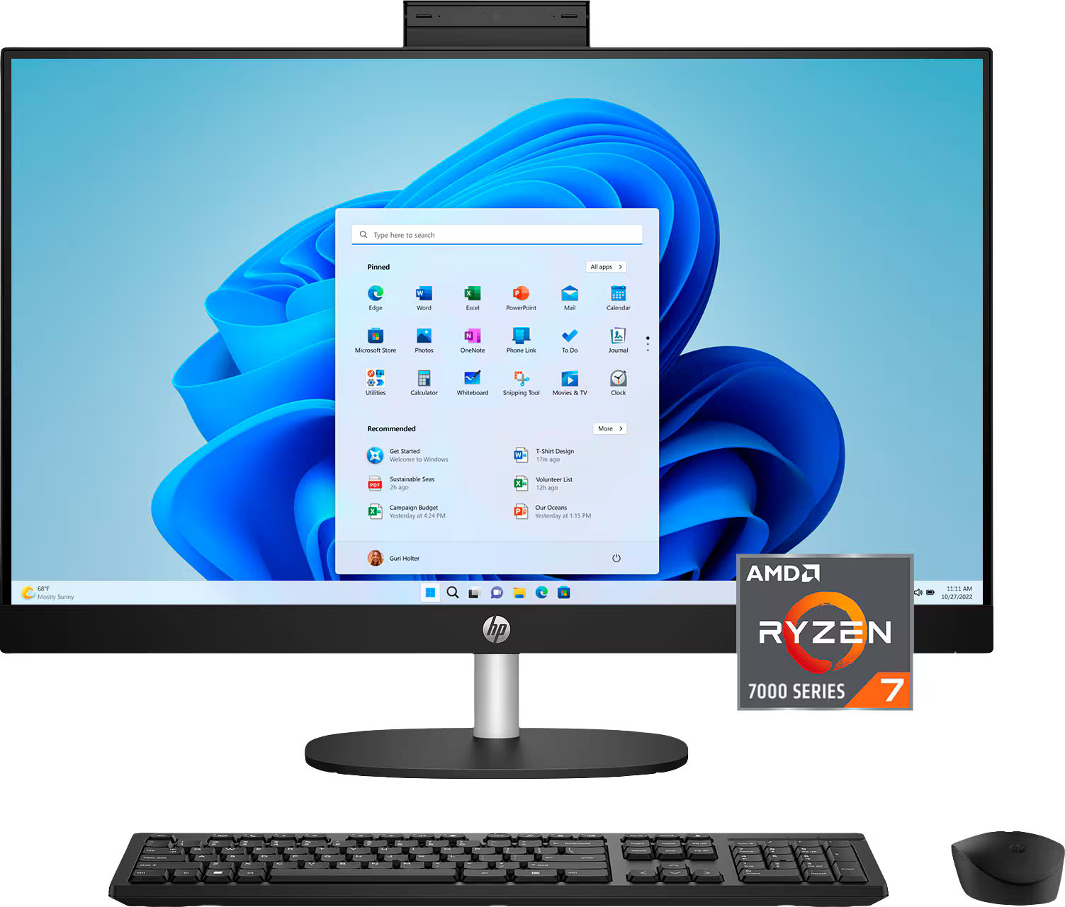 HP – 27″ Touch-Screen All-in-One with Adjustable Height – AMD Ryzen 7 – 16GB …