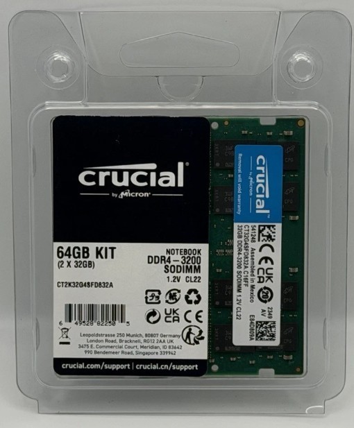 Crucial 64GB (2x32GB) DDR4-3200 260-Pin SO-DIMM LAPTOP MEMORY