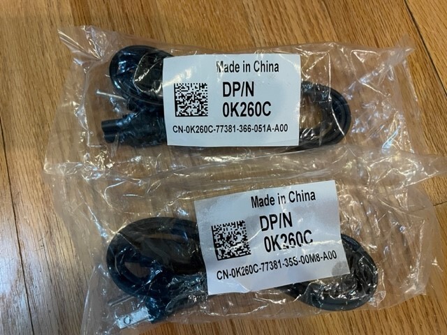 2 Mickey Mouse “Dell Style” Power Cord DP/N 0K260C OK260C cable clover leaf NIB