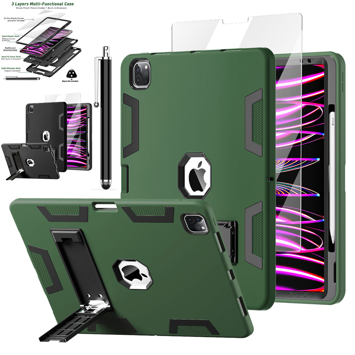 iPad Pro 12.9 inch Case (6th/5th/4th Gen, 2022/2021) Heavy Duty Shockproof Cover