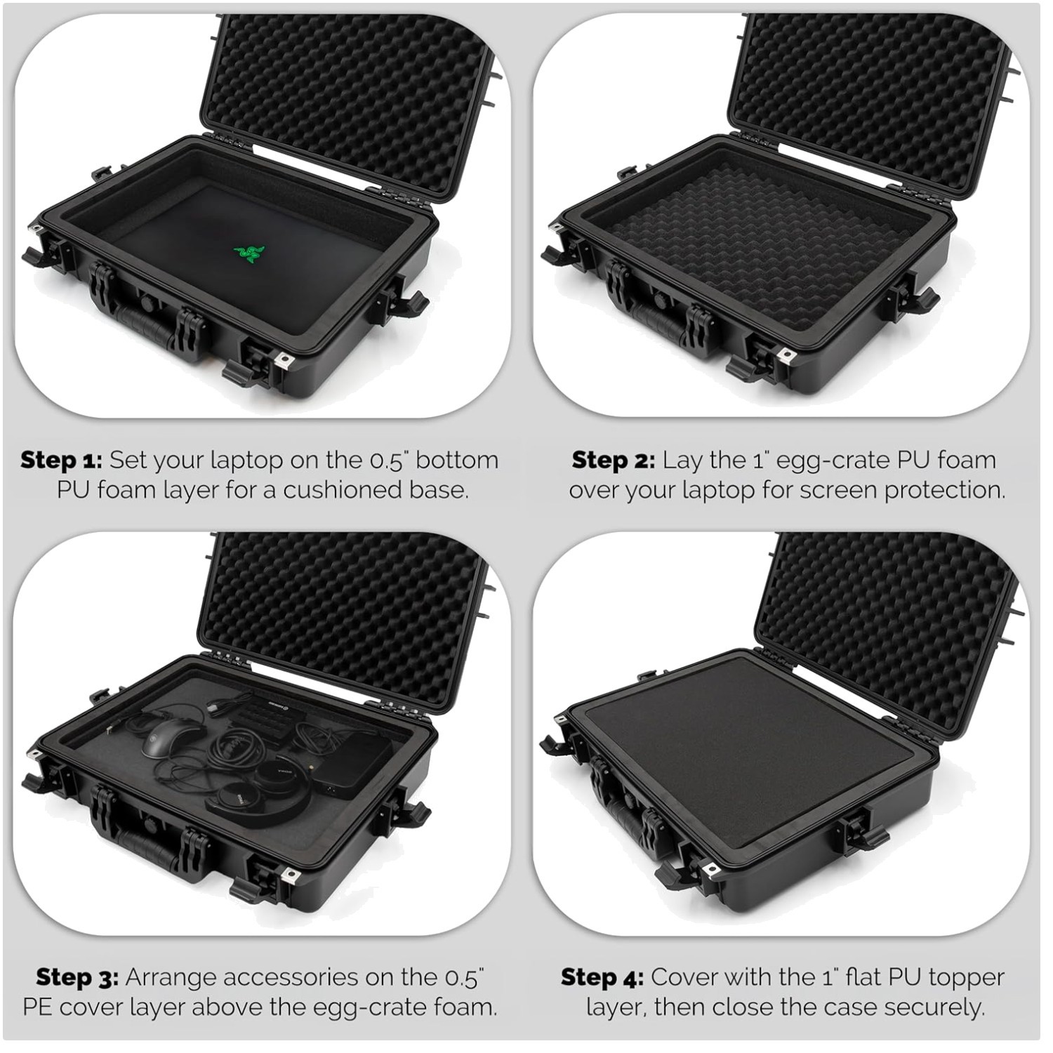 Heavy Duty Waterproof Laptop Hard Case 15.6-17.3 inch