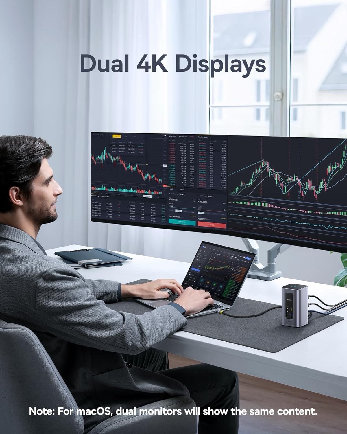 Baseus For Windows Air 12 in 1 DockStation Dual Monitor Laptop Docking Station