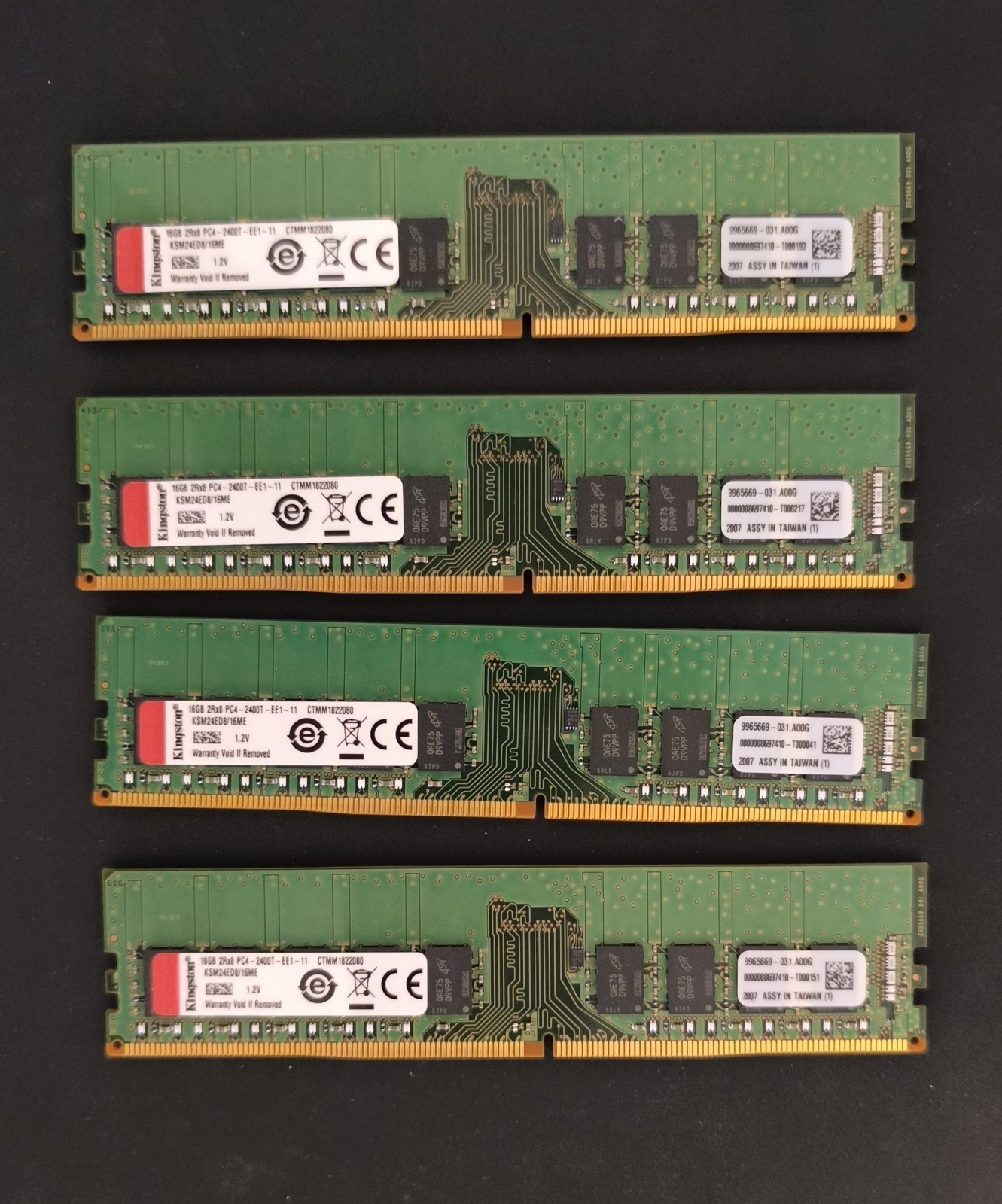 Kingston 16gb x 4 DDR4 2400T ECC Server Memory (64gb Total)