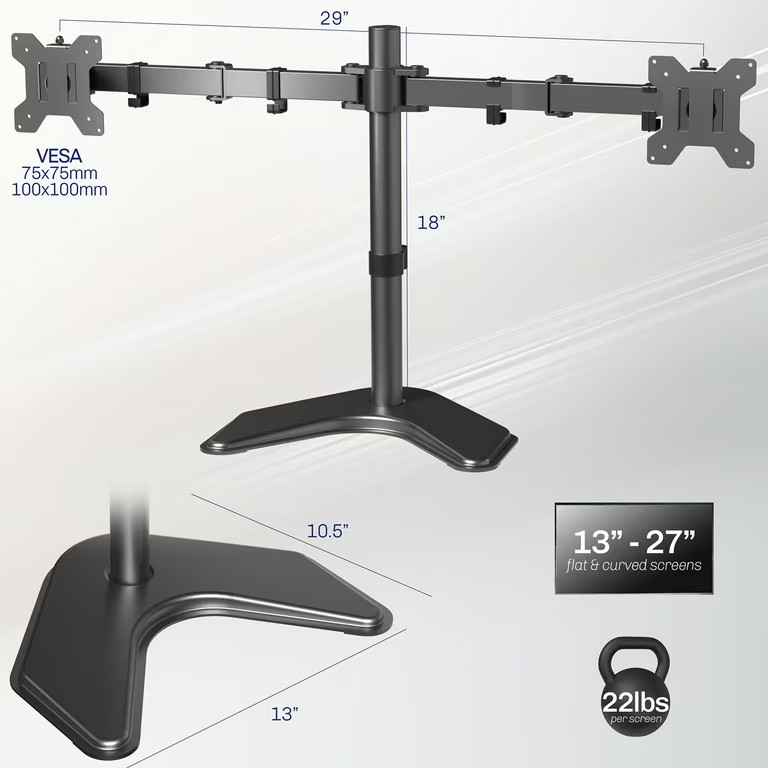 Brand New VIVO Black Dual Monitor Articulating Desk Stand Mount, Fits up to 27″