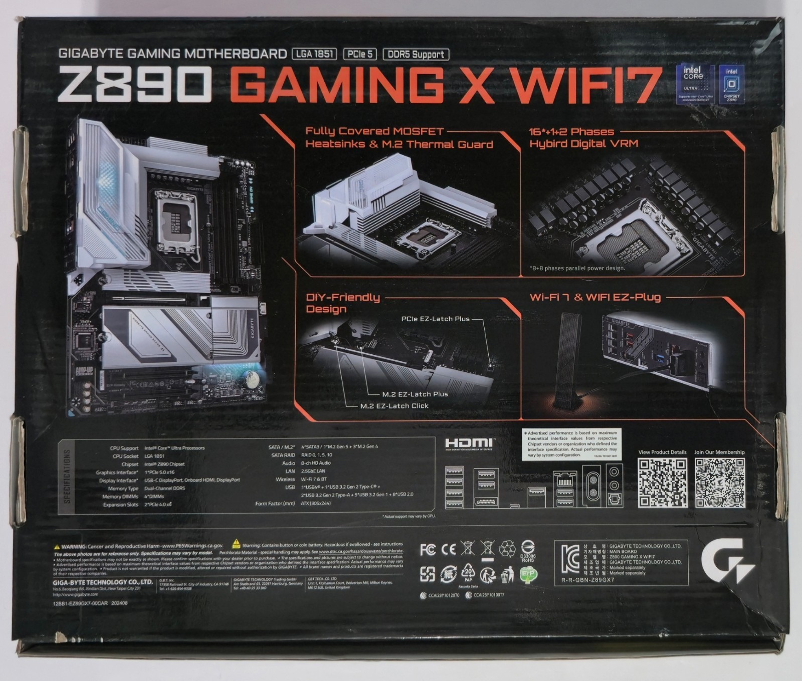 GIGABYTE Z890 GAMING X WIFI7 LGA 1851 Core Ultra ATX DDR5 Motherboard