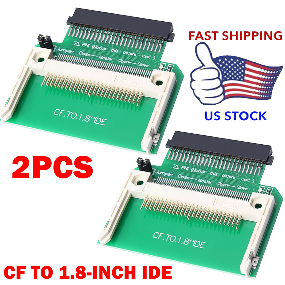 2x CF Compact Flash Memory Card To 50pin 1.8″ IDE Hard Drive For SSD Adapter US