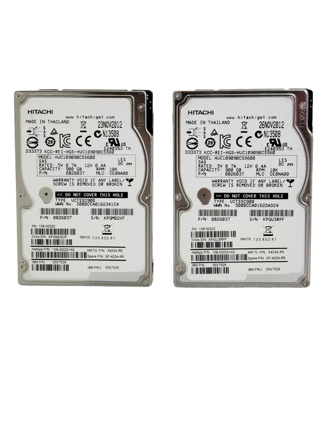 Lot of 2 – HUC109090CSS600 HITACHI 900GB 10K RPM 6Gb/s 2.5″ SAS HDD