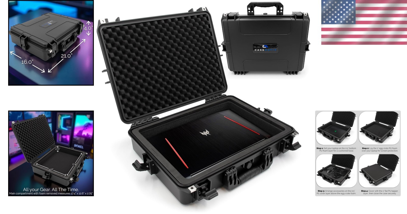 Ultimate Protection Waterproof Hard Case for 15.6-17.3″ Laptops & Accessories