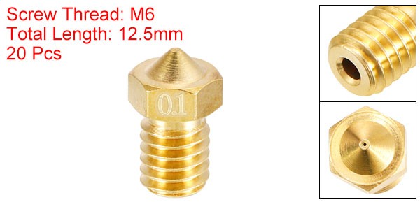 20Pcs 0.1mm Extruder Nozzles Head 1.75mm Extruder Print