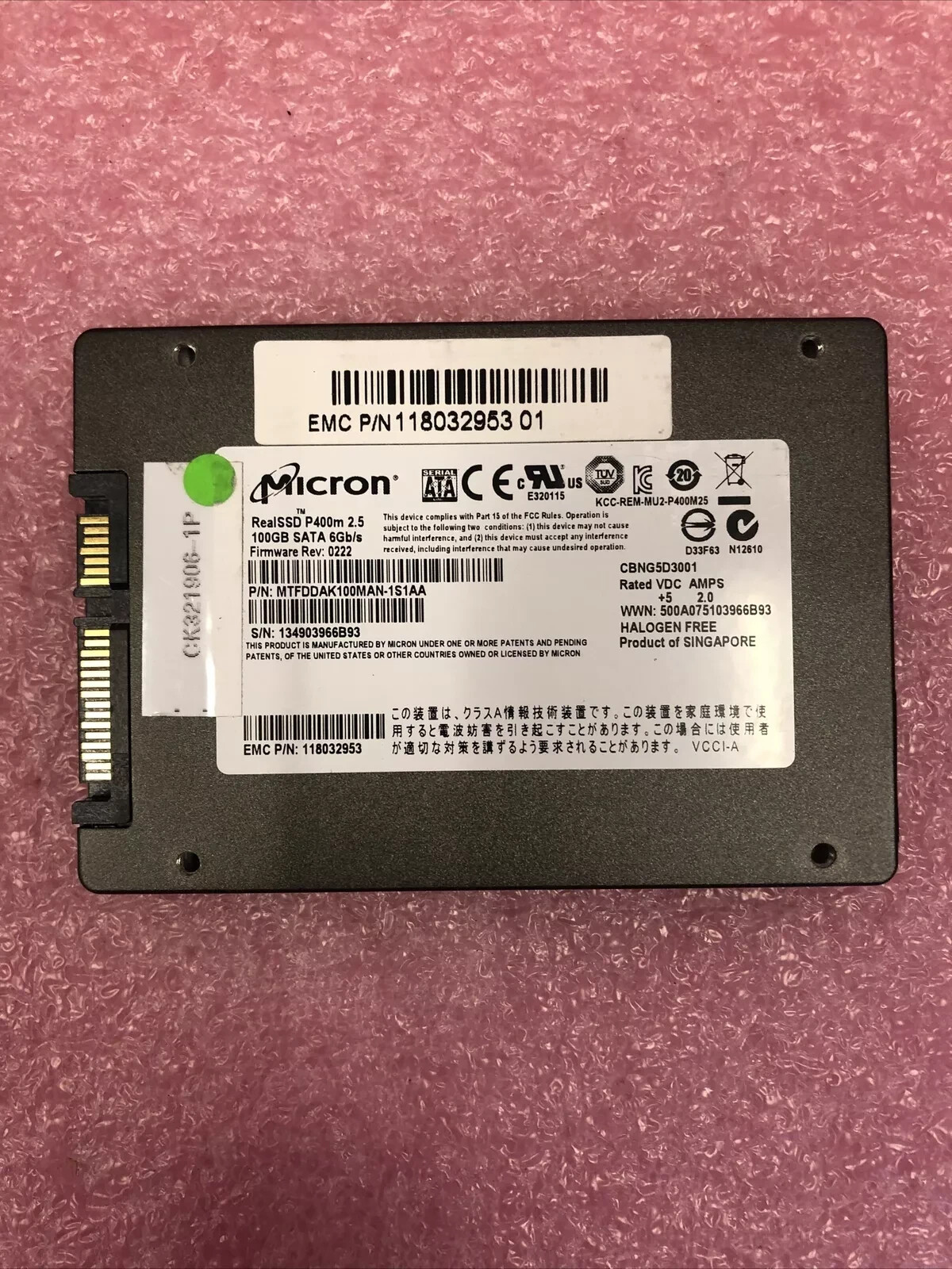 118032953 EMC 100GB SATA 6Gbps 2.5 Inches SSD