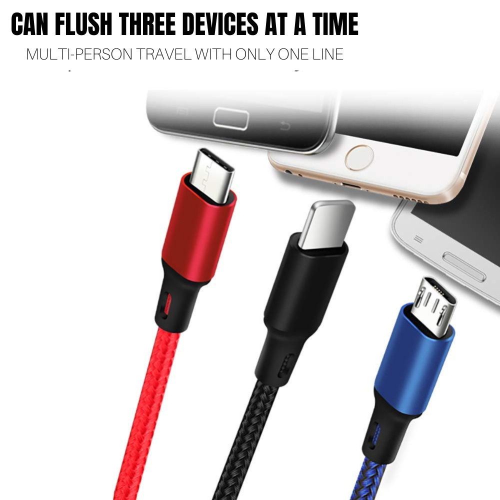 Wholesale Lot 3in1 USB Cable 3A Fast Charging For iPhone Samsung Android Charger