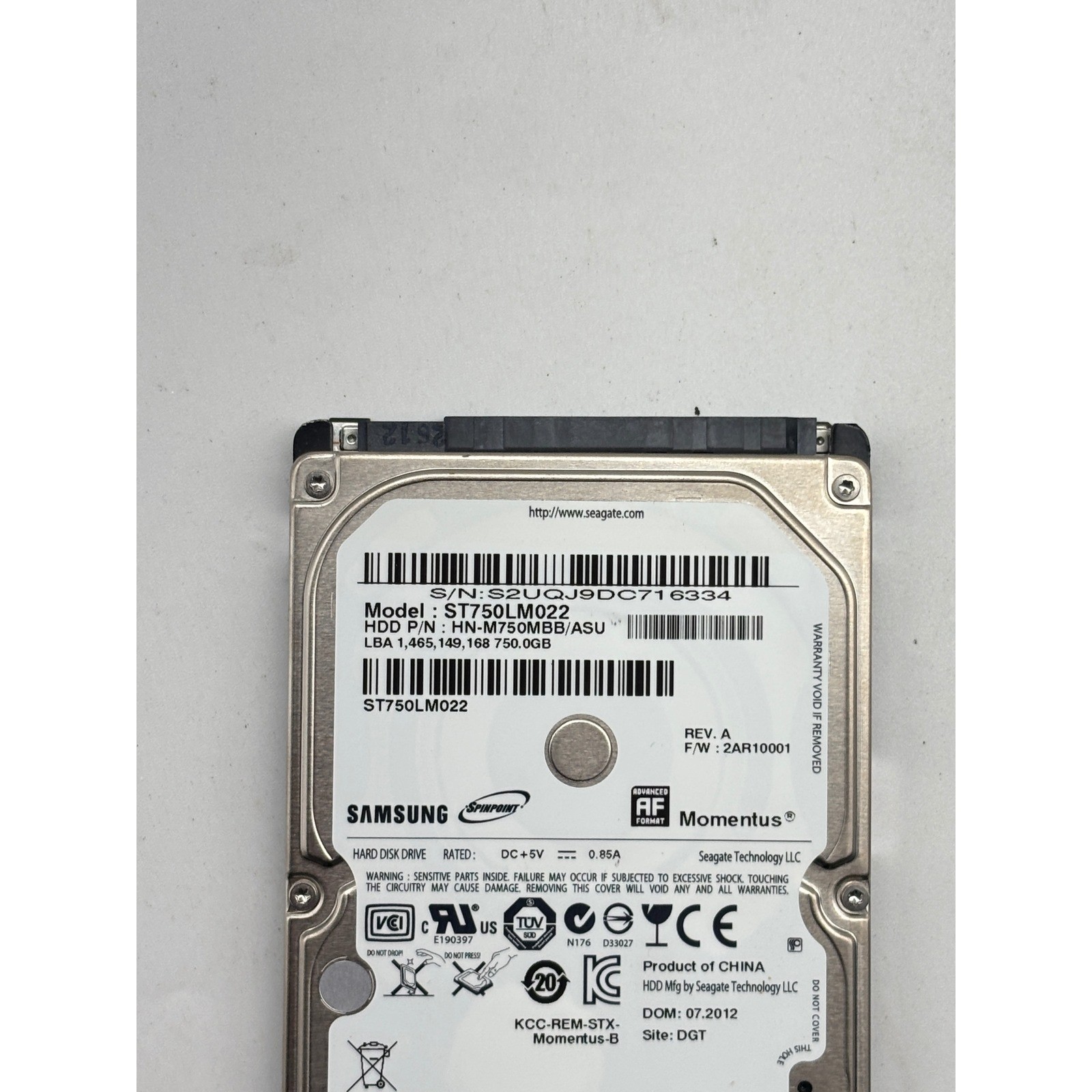 Samsung Spinpoint Momentus 750GB 2.5″ SATA HDD ST750LM022 HN-M750MBB/ASU