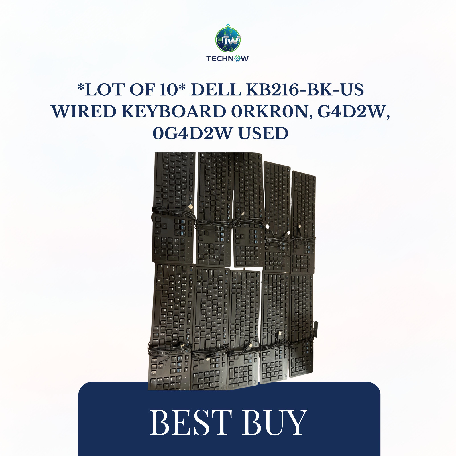 *Lot Of 10* Dell KB216-BK-US Wired Keyboard 0RKR0N, G4D2W, 0G4D2W Used