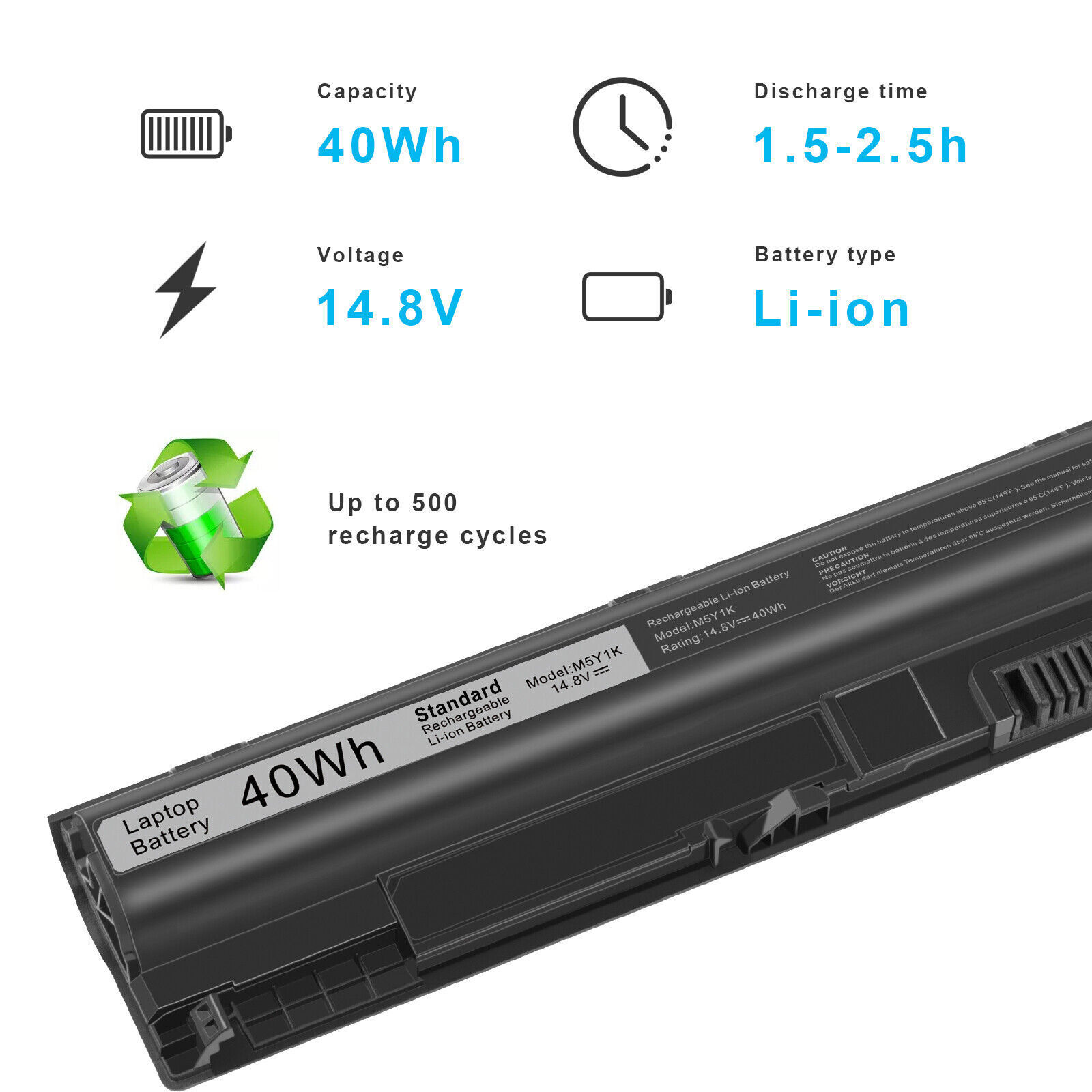 M5Y1K K185W Battery For Dell Inspiron 3451 3458 5455 5551 5555 5558 40Wh 14.8V