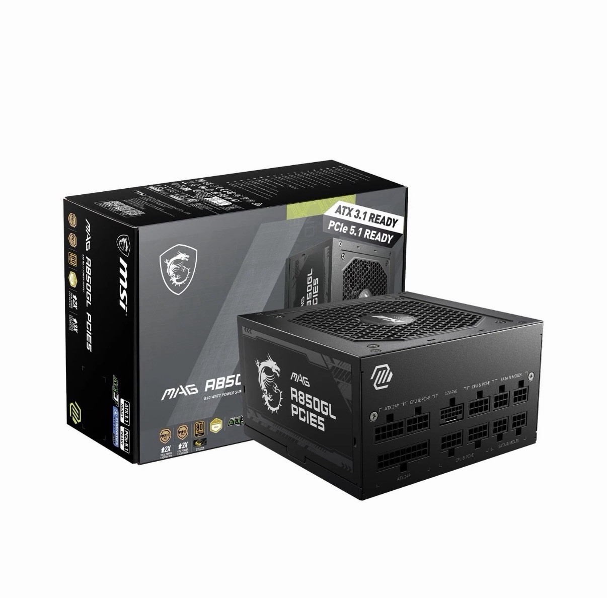 MSI MAG A850GL PCIE5, Fully Modular Compact Gaming 850W Power Supply – FREE SHIP