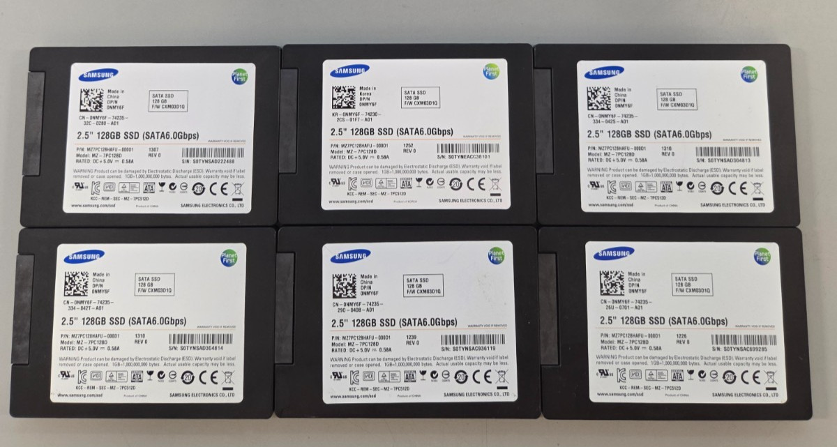 LOT OF 6 Samsung 128GB 2.5″ MZ7PC128HAFU Dell 0NMY6F SATA SSD