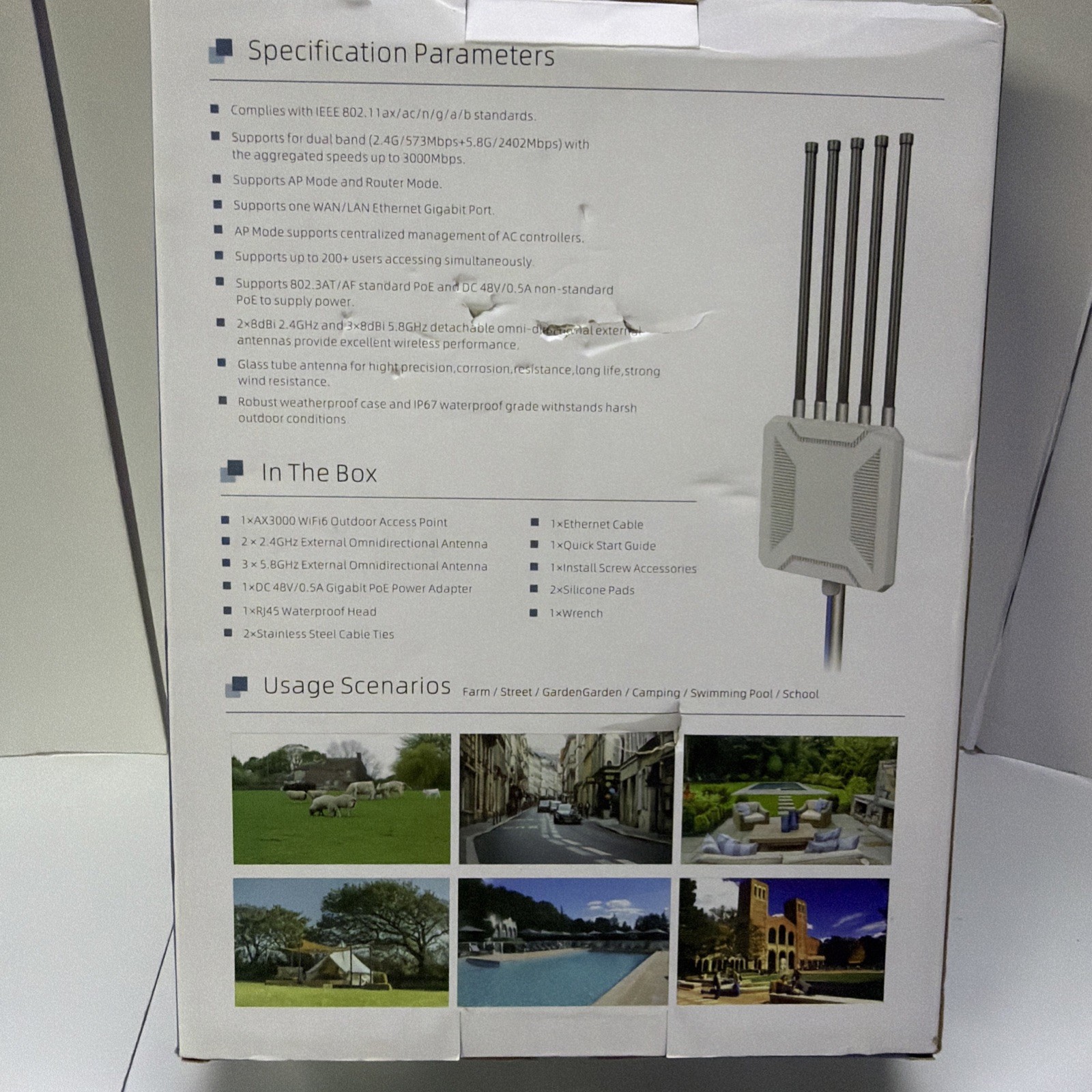 AX3000 Outdoor WiFi 6 Extender, IP67 Weatherproof Outdoor Access Point, Dual