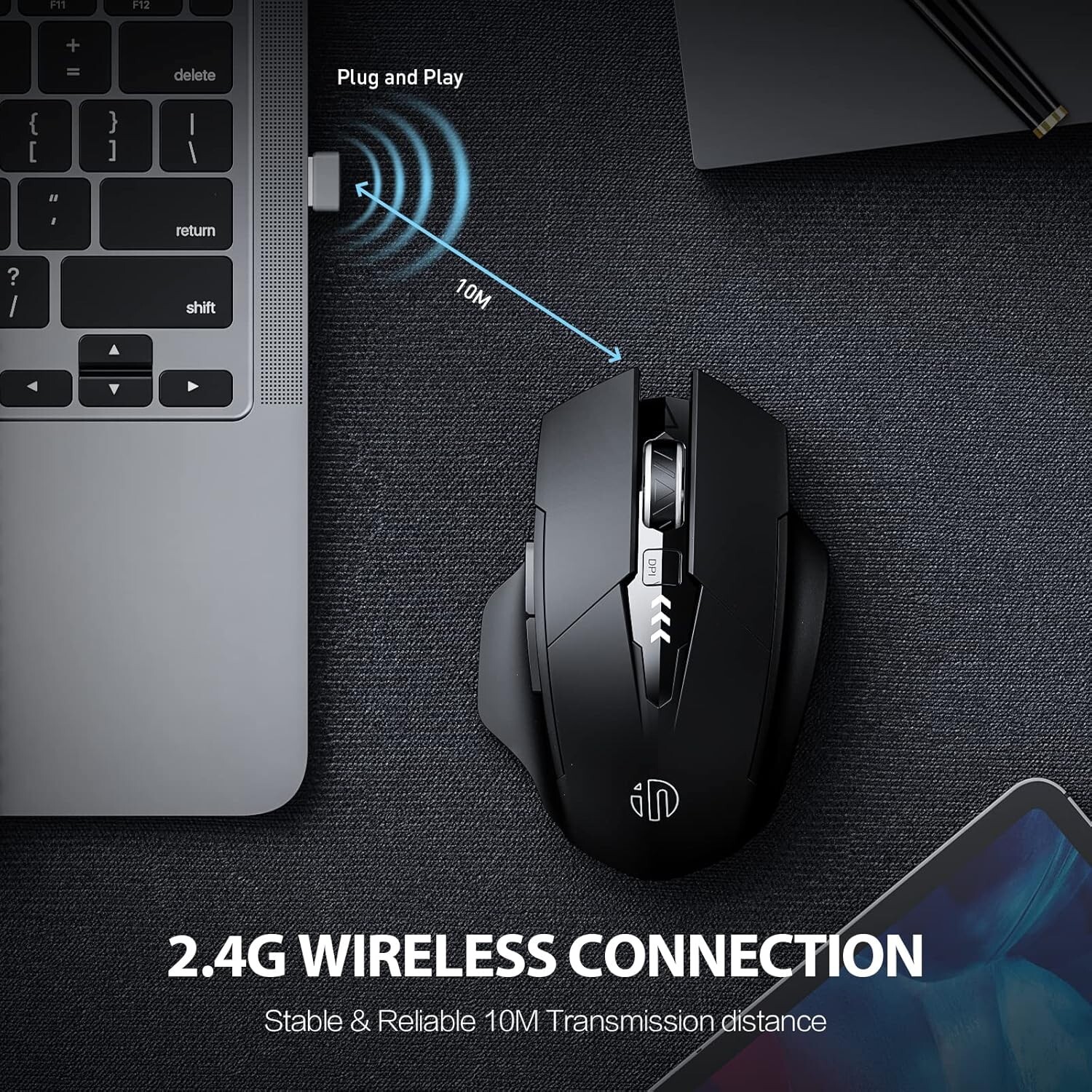 INPHIC Rechargeable 2.4G Optical Wireless Mouse Cordless Mice USB Nano Receiver