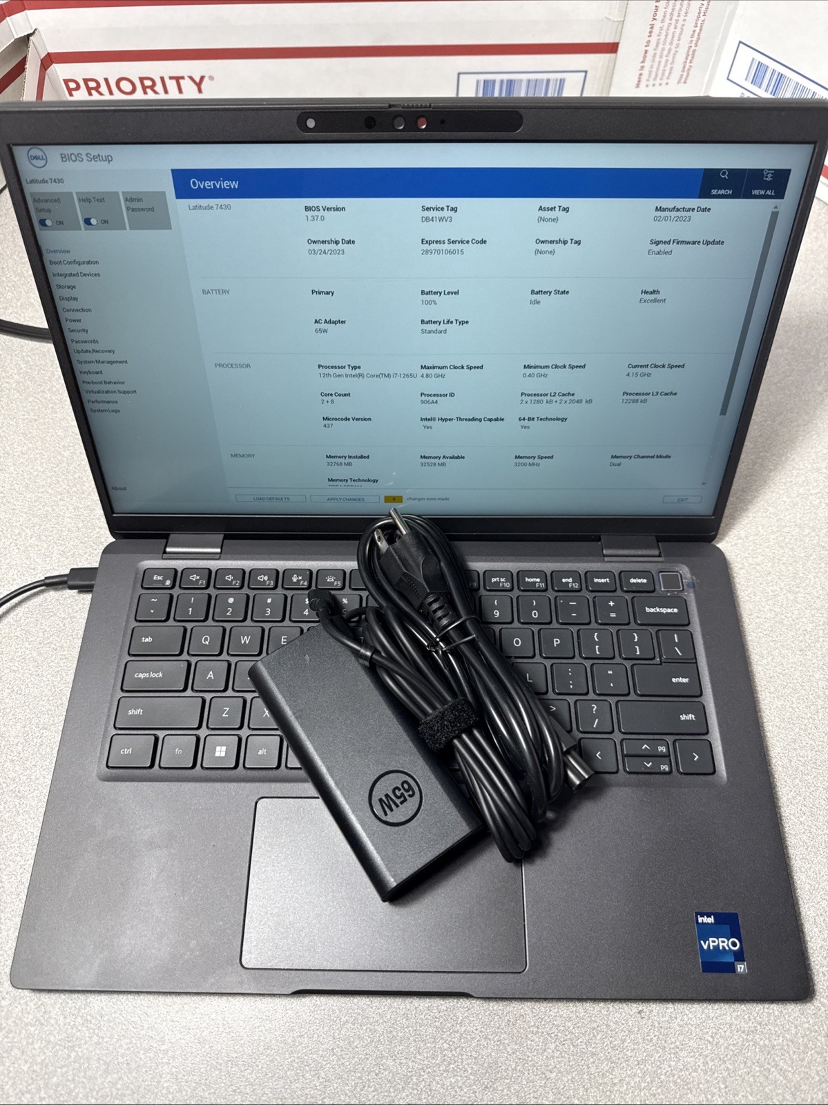 Dell Latitude 7430 i7 12th Gen 4.80GHz, 32GB RAM, 512gb Excellent Bat, #db41wv3