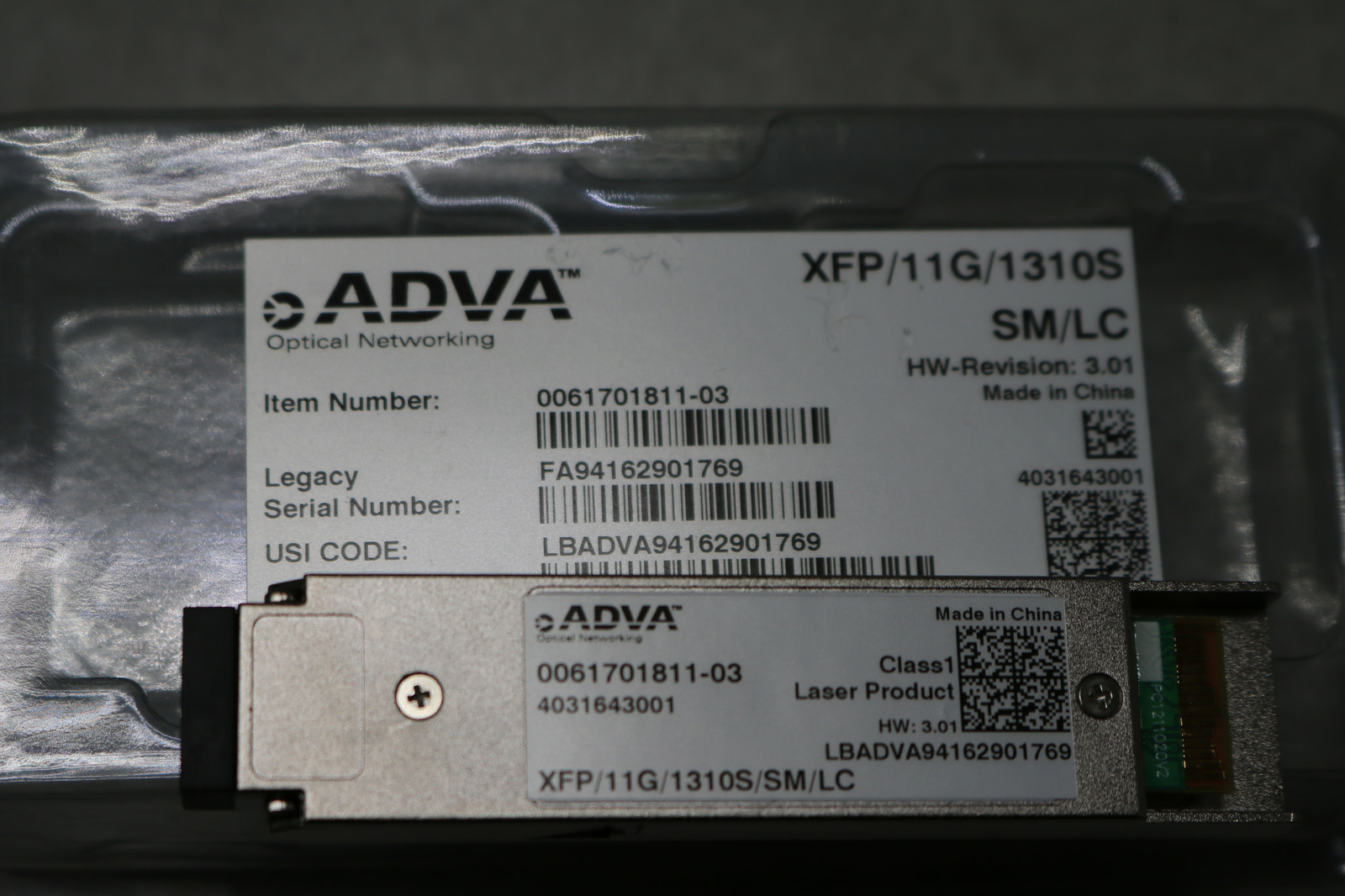 ADVA 0061701811-03 XFP 11G 1310S SM LC Module Genuine