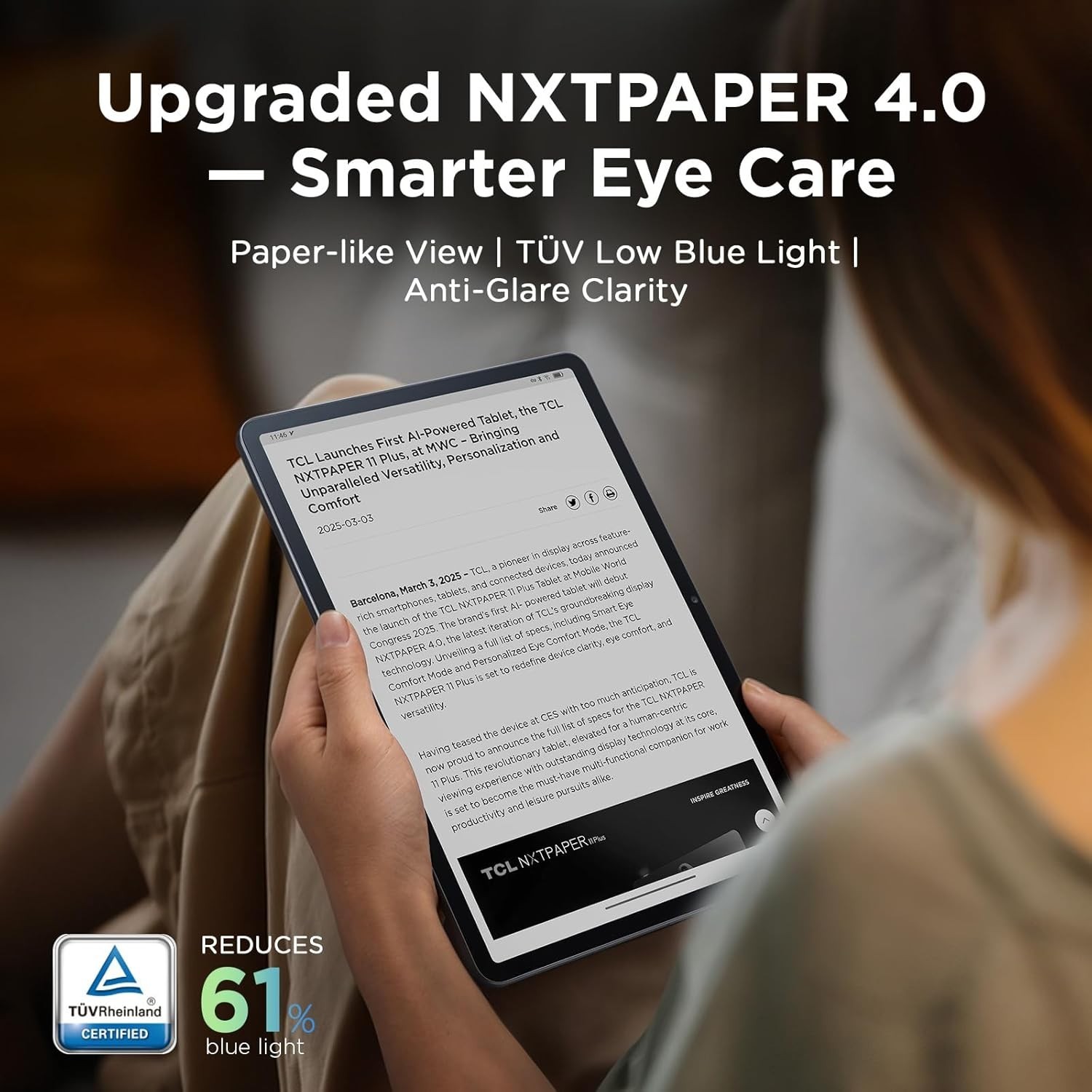 TCL NXTPAPER 11 Plus 9469x 256GB (Wi-Fi) Stylus Flip Case Bundle Tablet Open Box
