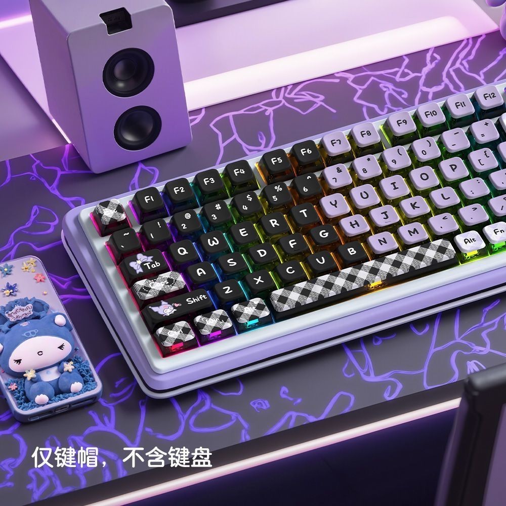 Anime Keycap Set Purple Kuromi Theme 122 Keycaps OEM for Mechanic Keyboard