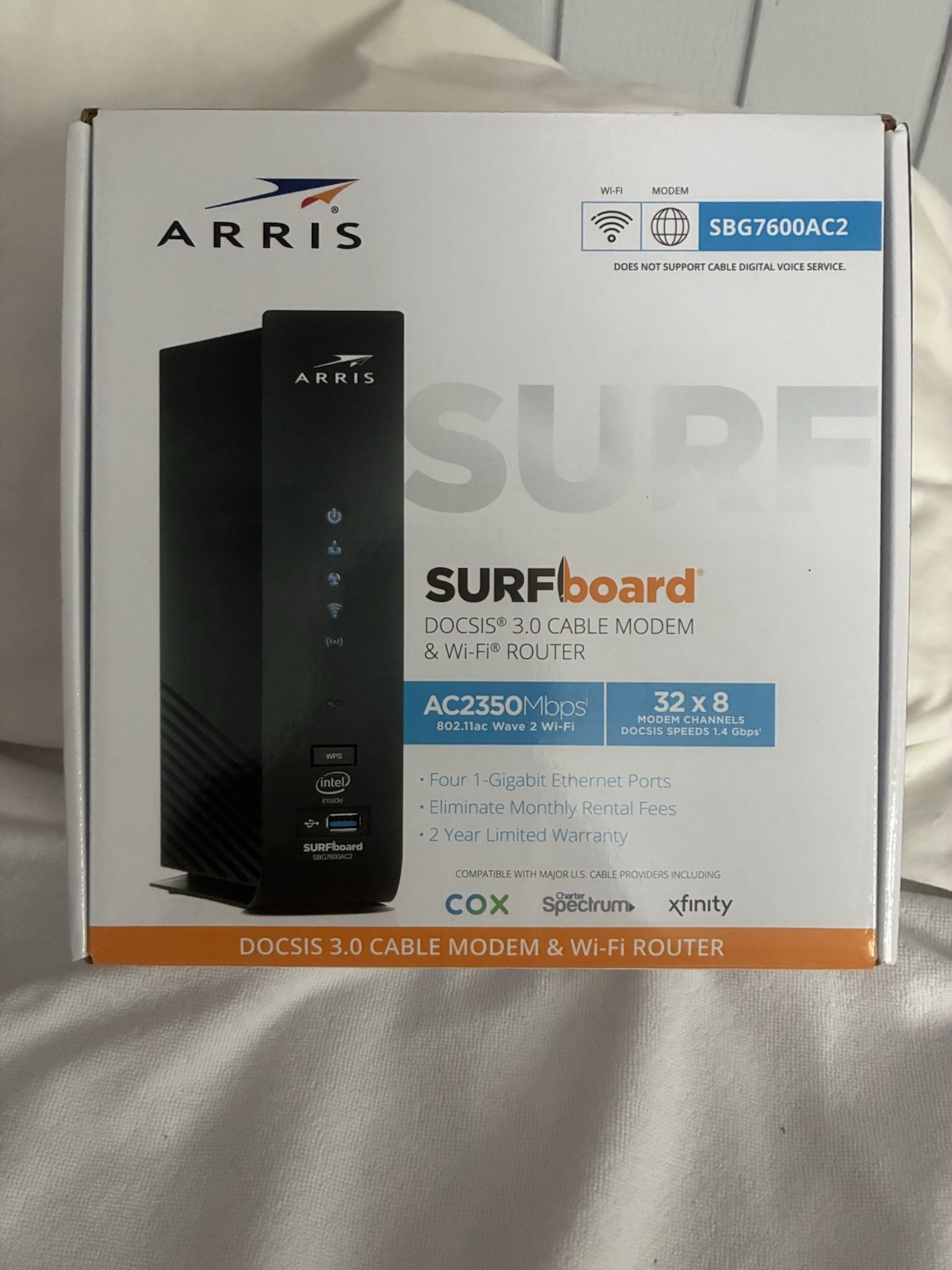 ARRIS SBG7600AC2 SURFboard DOCSIS 3.0 Cable Modem WiFi Router AC2350 32×8