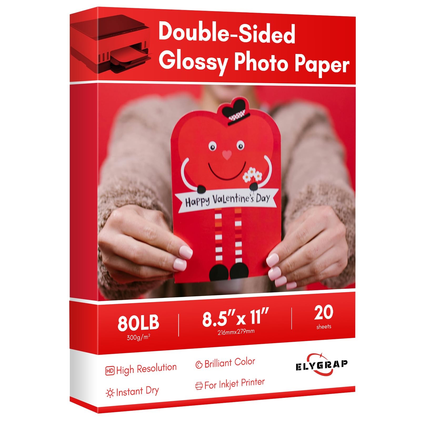 Heavyweight Double Sided Glossy Photo Paper Cardstock 8.5×11 In 300gsm 20 Sheets