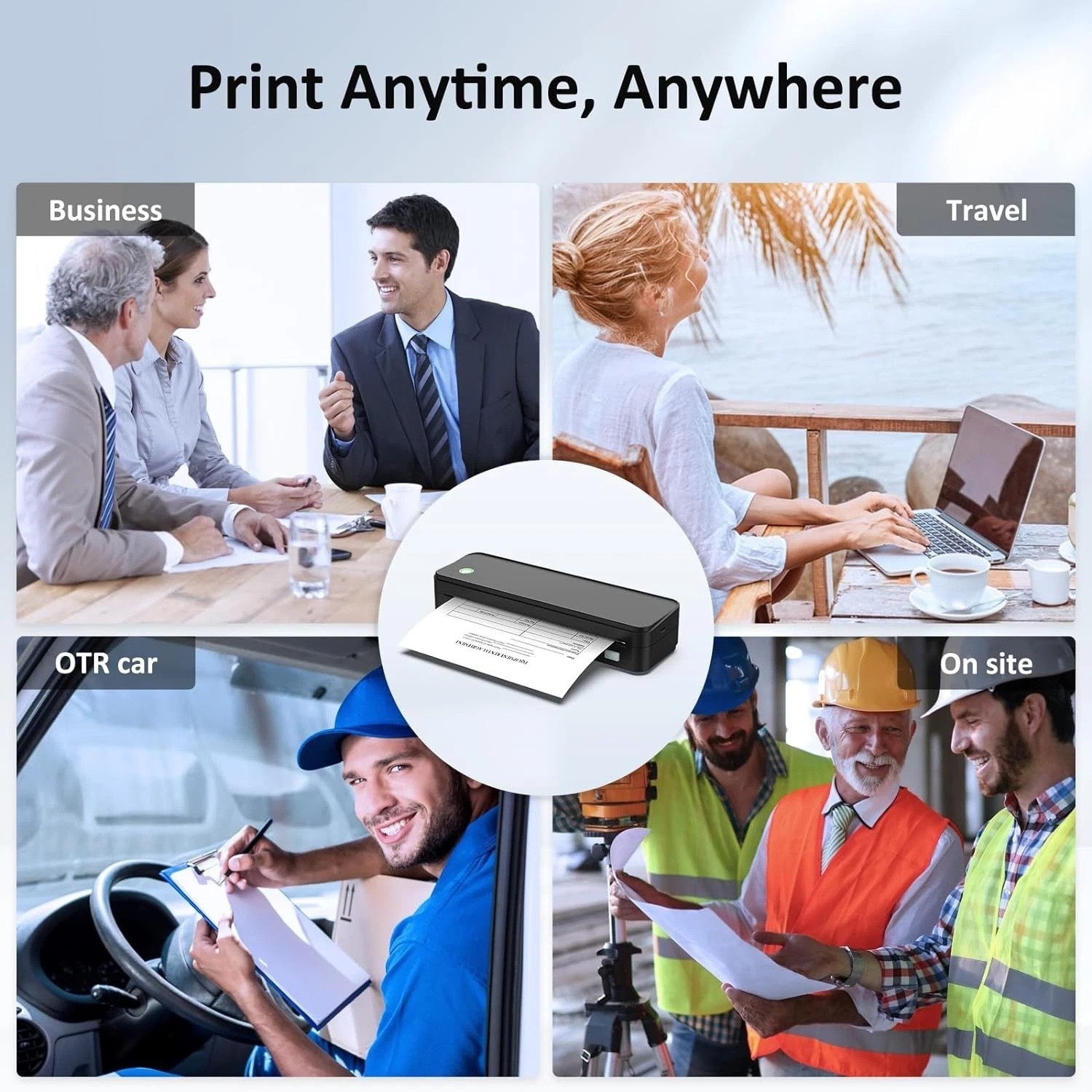 Inkless Portable Printer for Travel, Wireless Thermal Printer Supports 8.5 x …