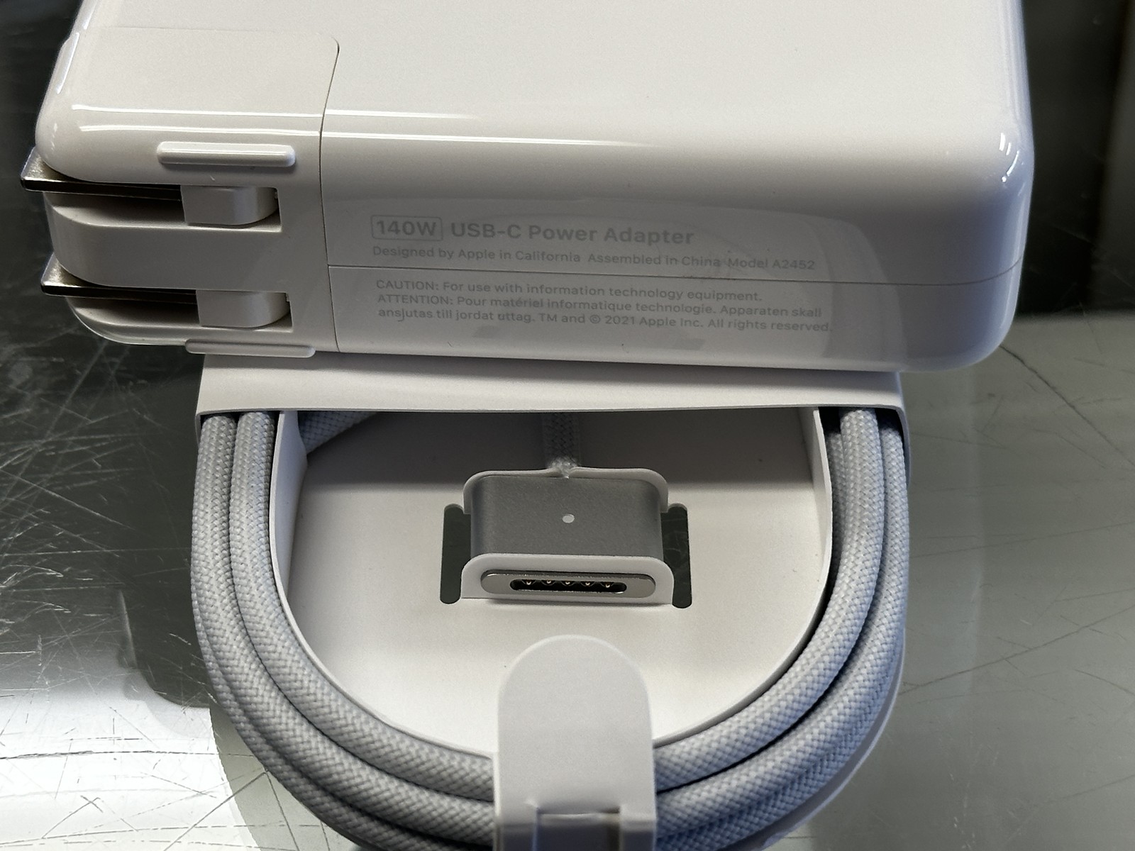 Genuine Apple 140W USB-C Power Adapter Macbook M1 W/Magsafe 3 Cable Space Gray!