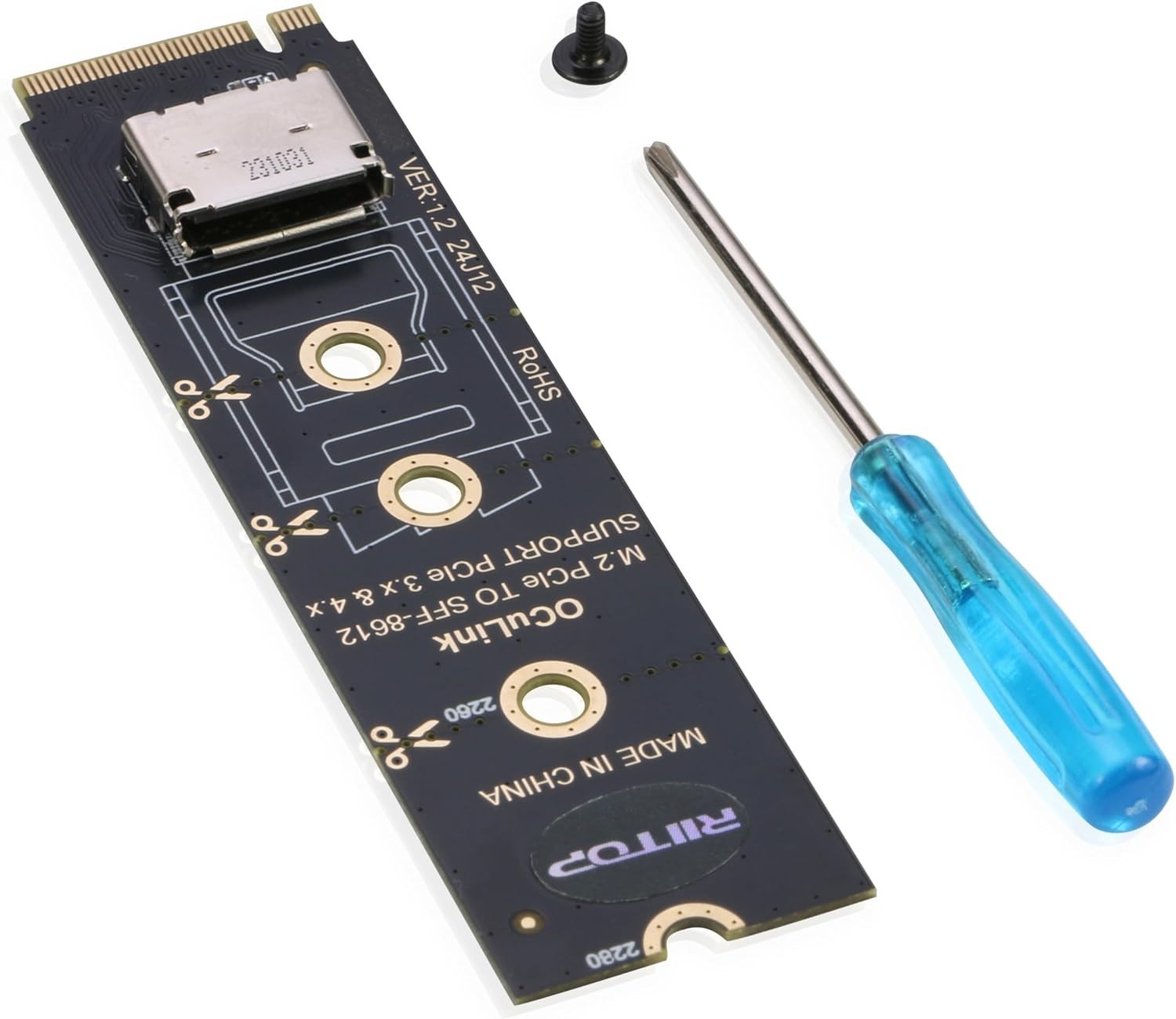 RIITOP M.2 NVMe PCIe 4.0 x4 to OCuLink SFF-8611 4i Host Adapter for eGPU and SSD