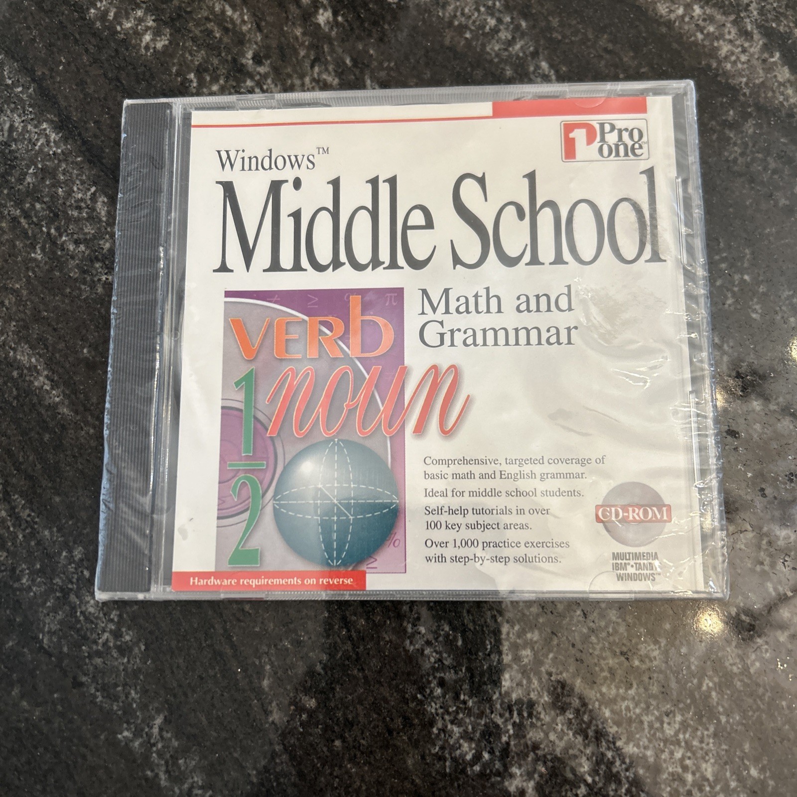 Middle School Math and Grammar (CD-ROM, Windows, Pro One) Sealed